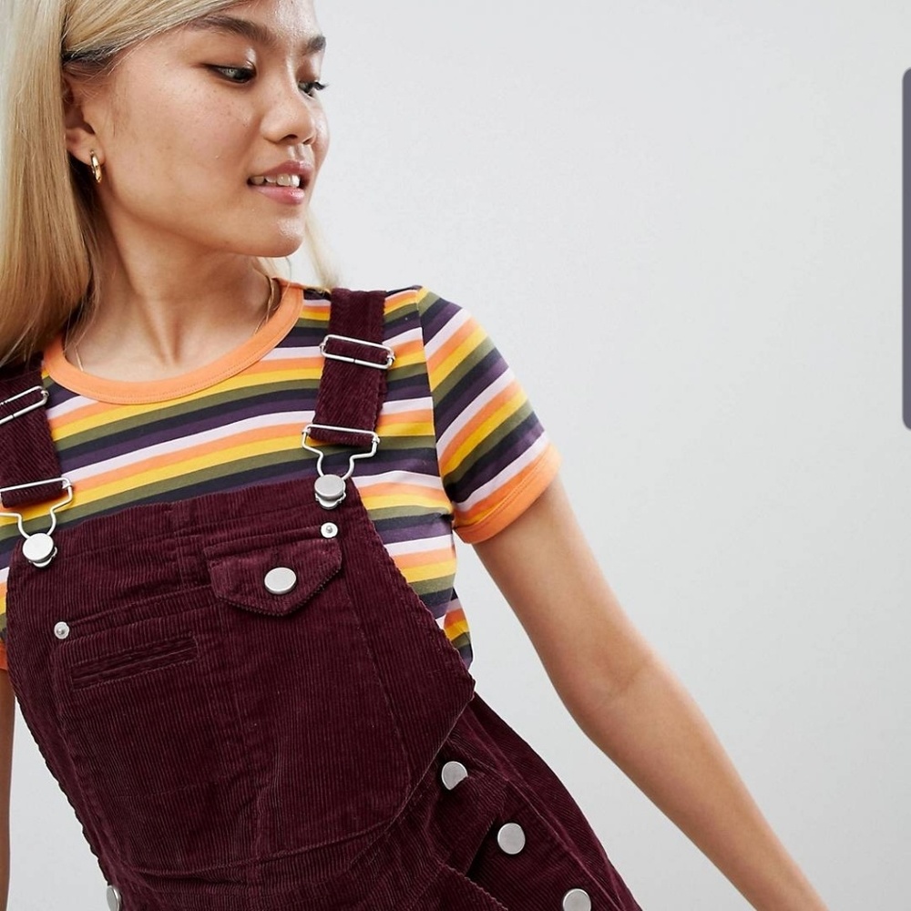 ASOS sz 4 Petite Mini Cord Overall Dress - Picture 2 of 4